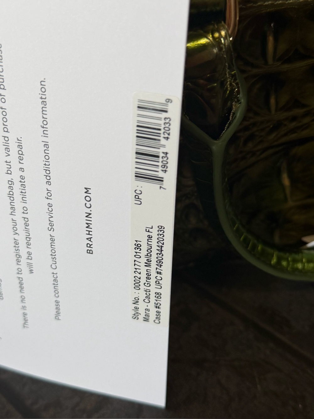 Firm ~~ 2x eyes Brahmin Mara Cacti Green Metallic Beauty NWT - Picture 16 of 16